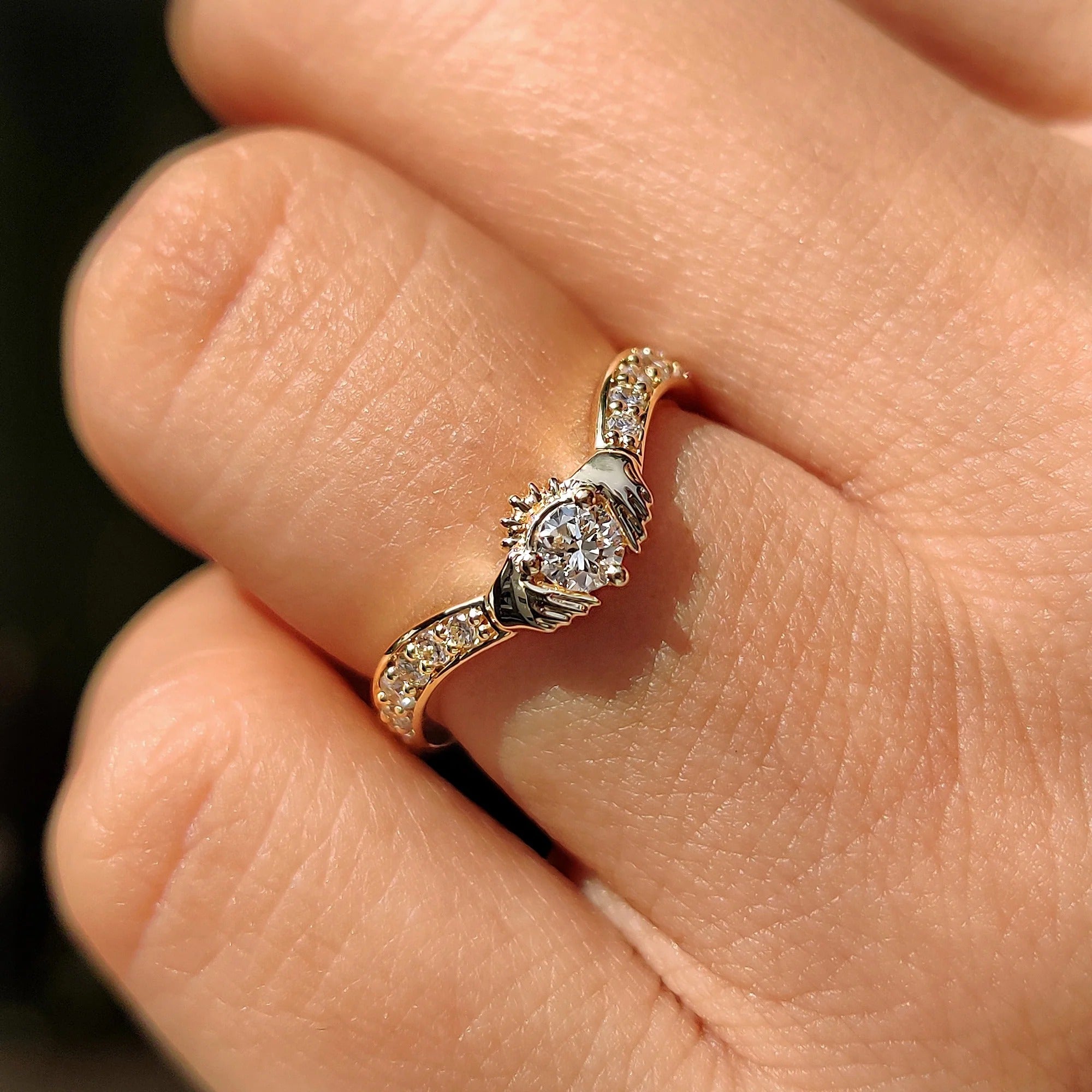 0.50 - 1.50 CT Round Cut Moissanite Pave Engagement Ring