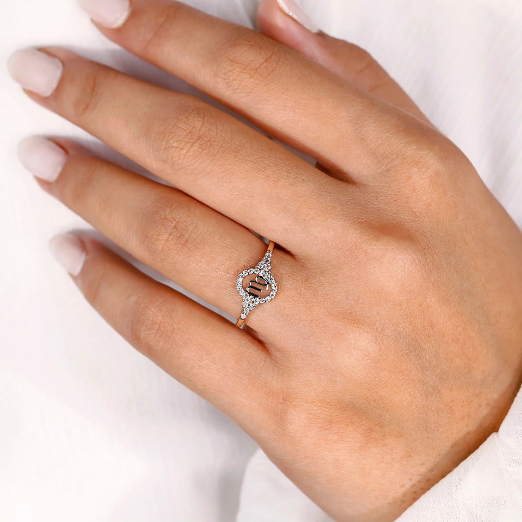 0.40 TCW Round Side Stone Virgo zodiac Ring