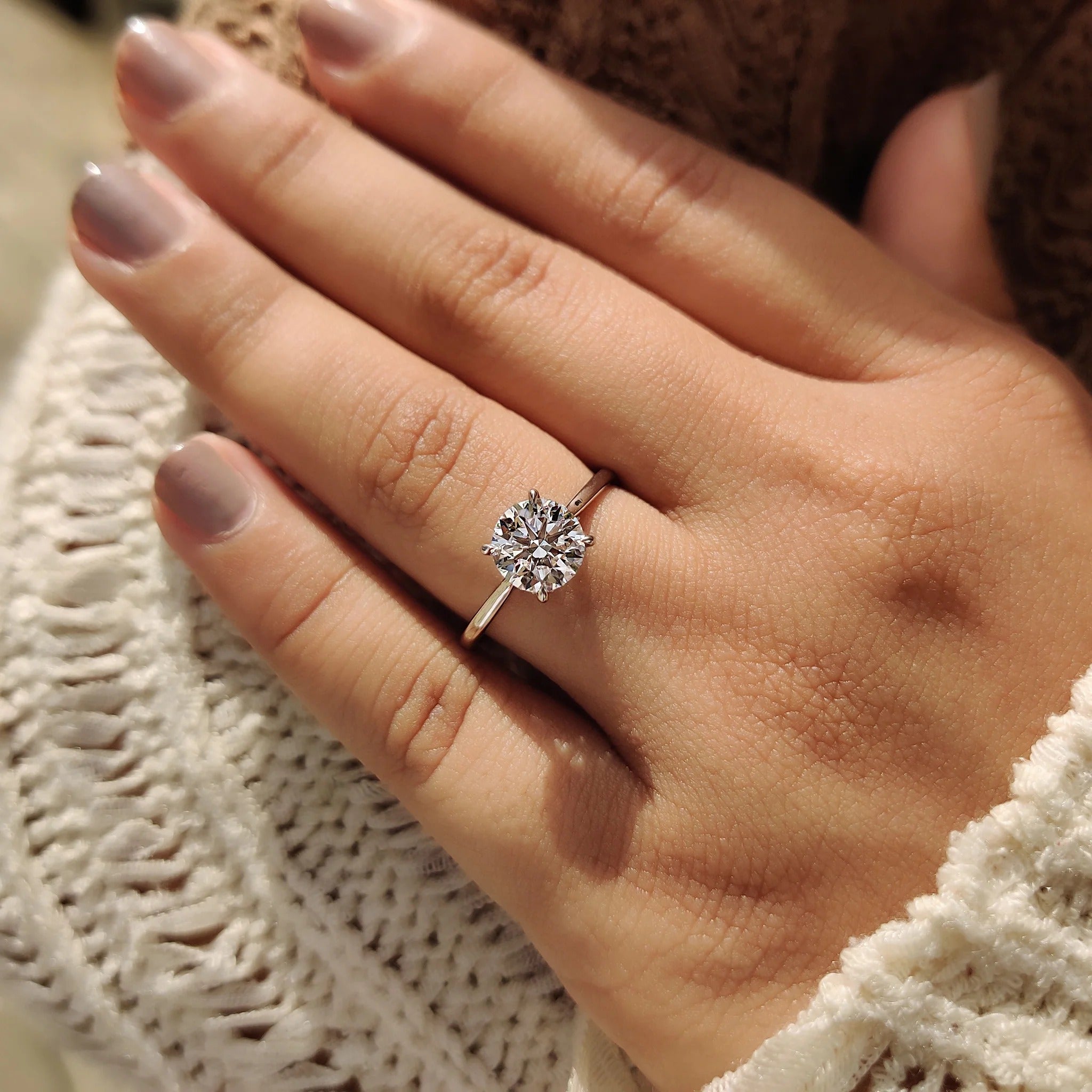 0.5 - 1.5 CT Round Cut Moissanite Cathedral Engagement Ring