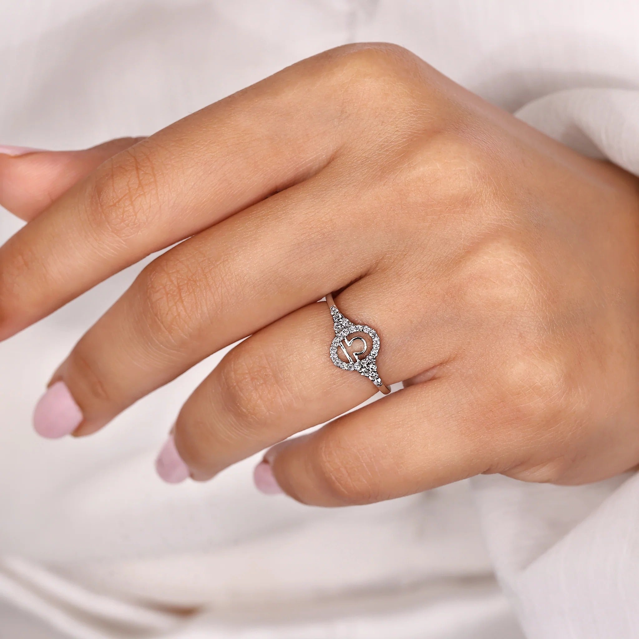 0.45 TCW Round Side Libra zodiac Ring