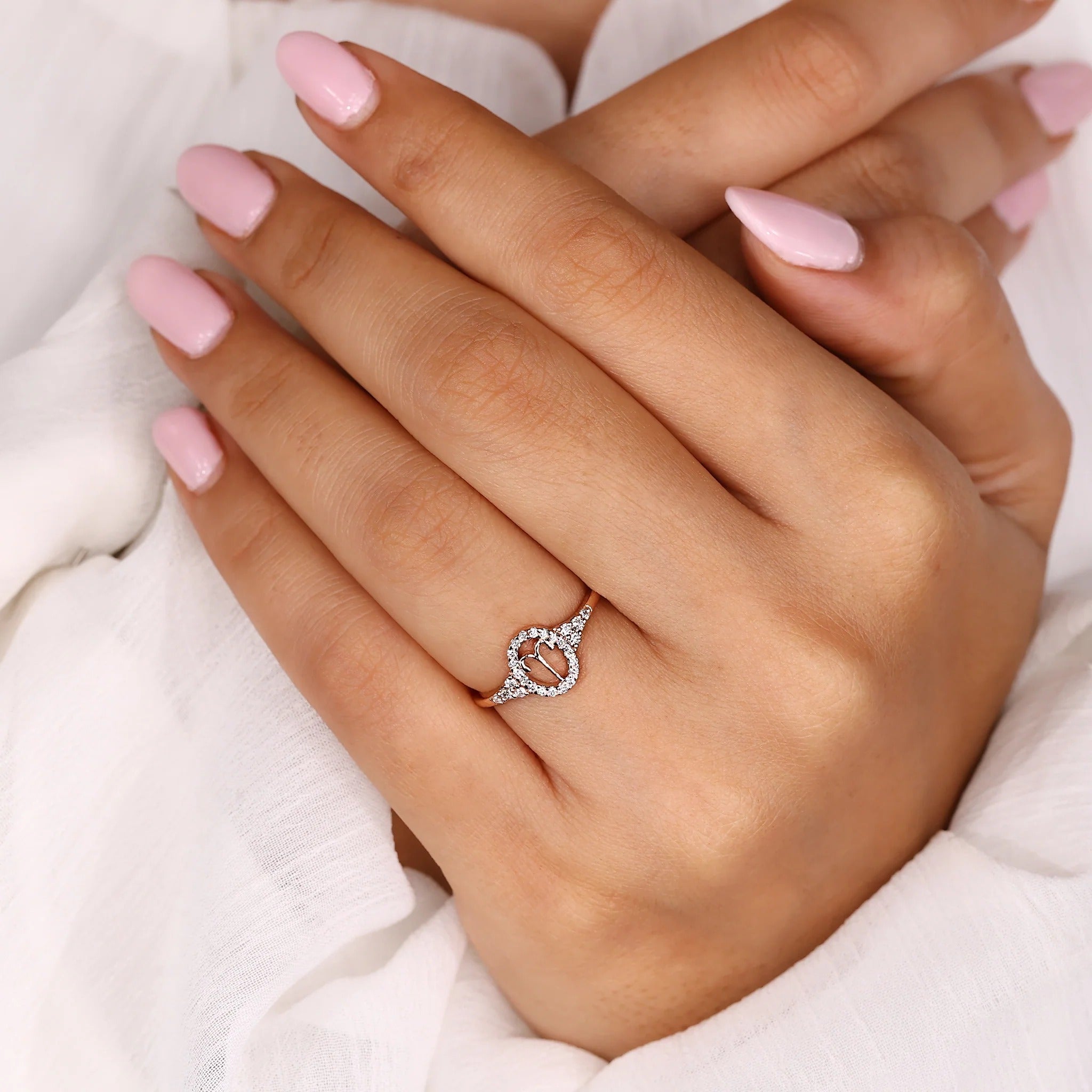 0.45 TCW Round Side Cancer zodiac Ring