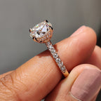 1.0 - 2.0 CT Round Cut Moissanite Hidden Halo Engagement Ring