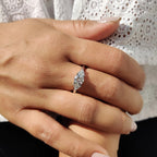 1.0 - 2.0 CT Round Cut Moissanite Three Stones Engagement Ring
