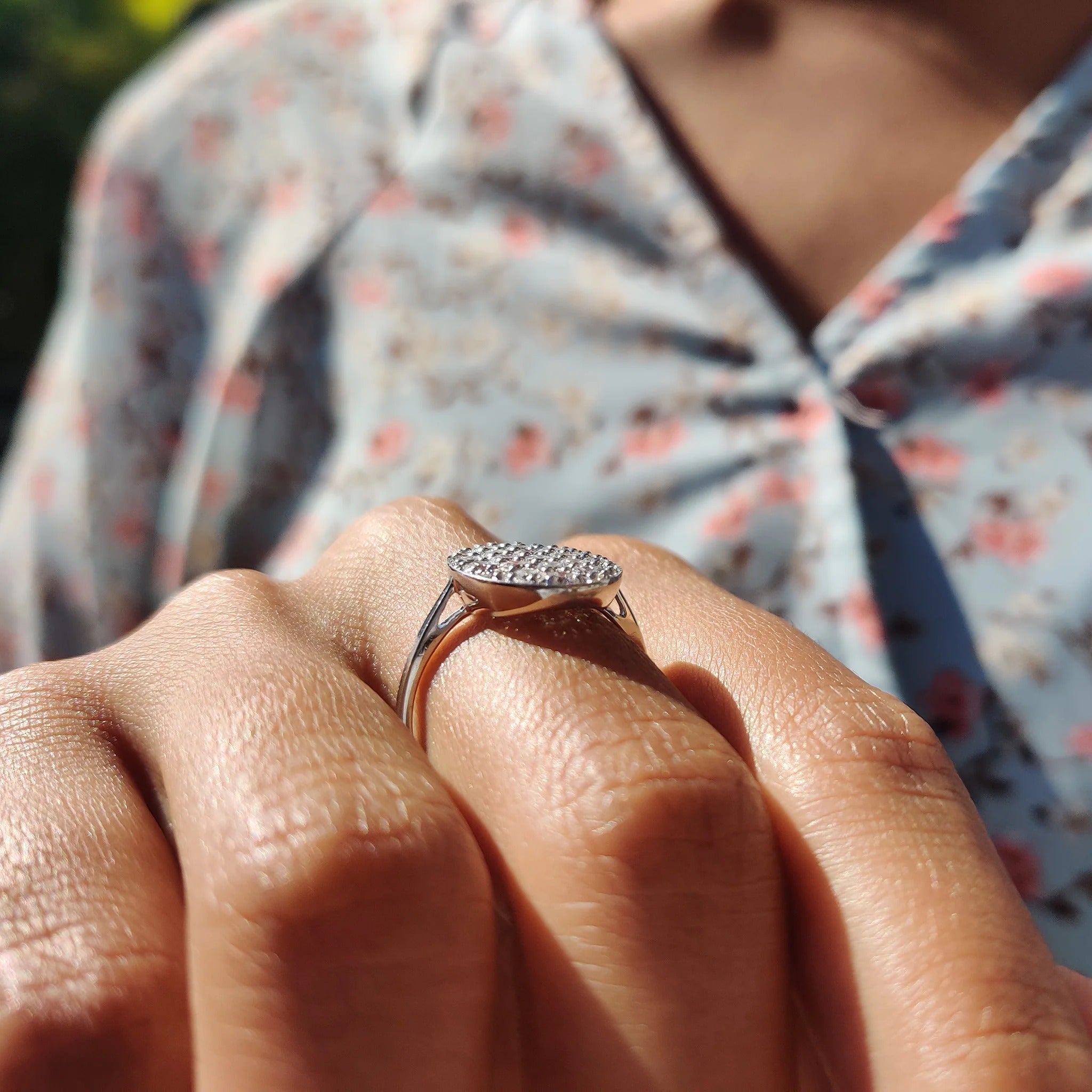 1 TWC Round & Pear Cut Moissanite Engagement Ring