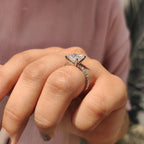 1.0 - 3.0 CT Princess Cut Moissanite Pave Engagement Ring