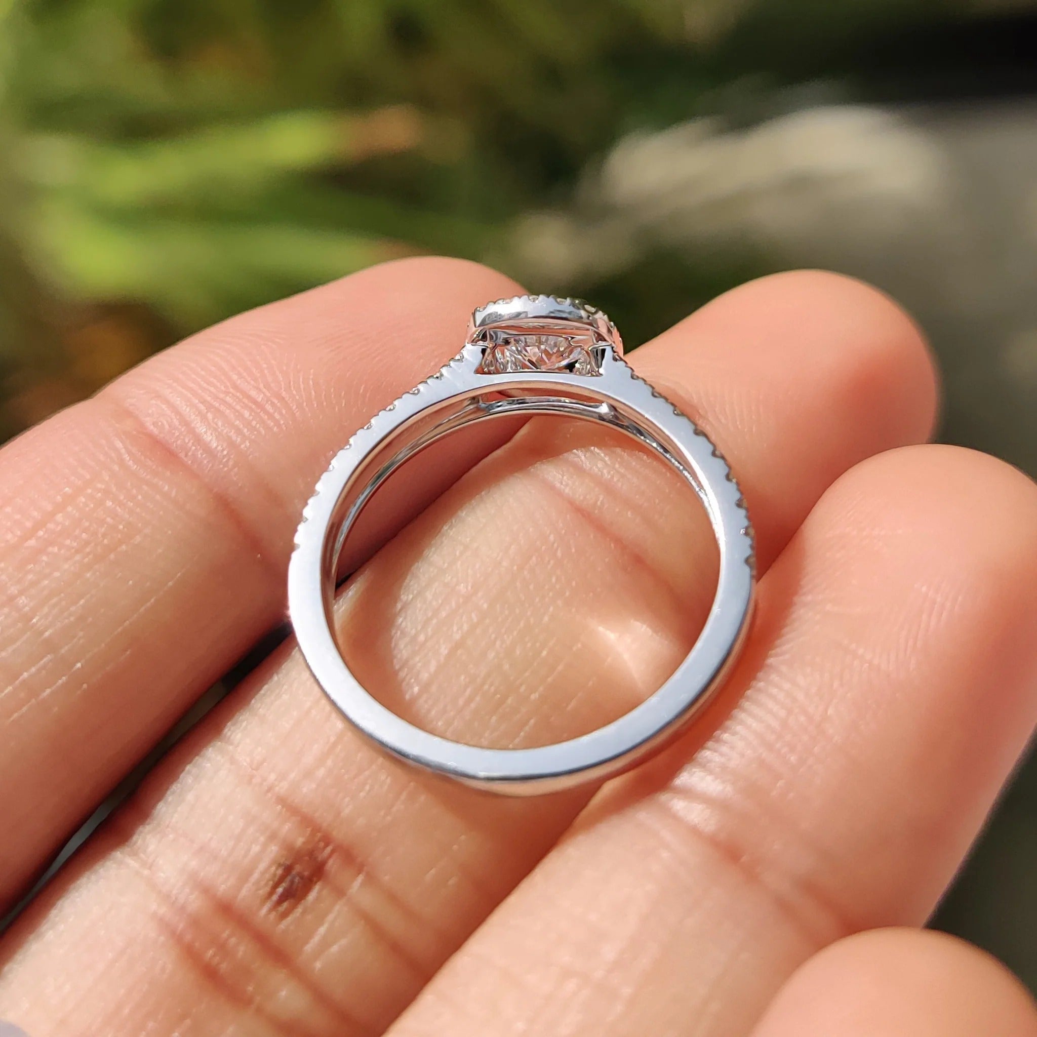 1.0 - 2.0 CT Round Cut Moissanite Pave Engagement Ring