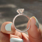 0.5 - 1.5 CT Round Cut Moissanite Pave Engagement Ring