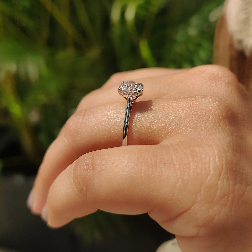 0.5 - 1.5 CT Round Cut Moissanite Cathedral Engagement Ring