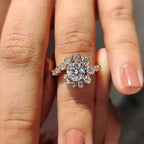 1.0 - 2.0 CT Round Cut Moissanite Halo Engagement Ring