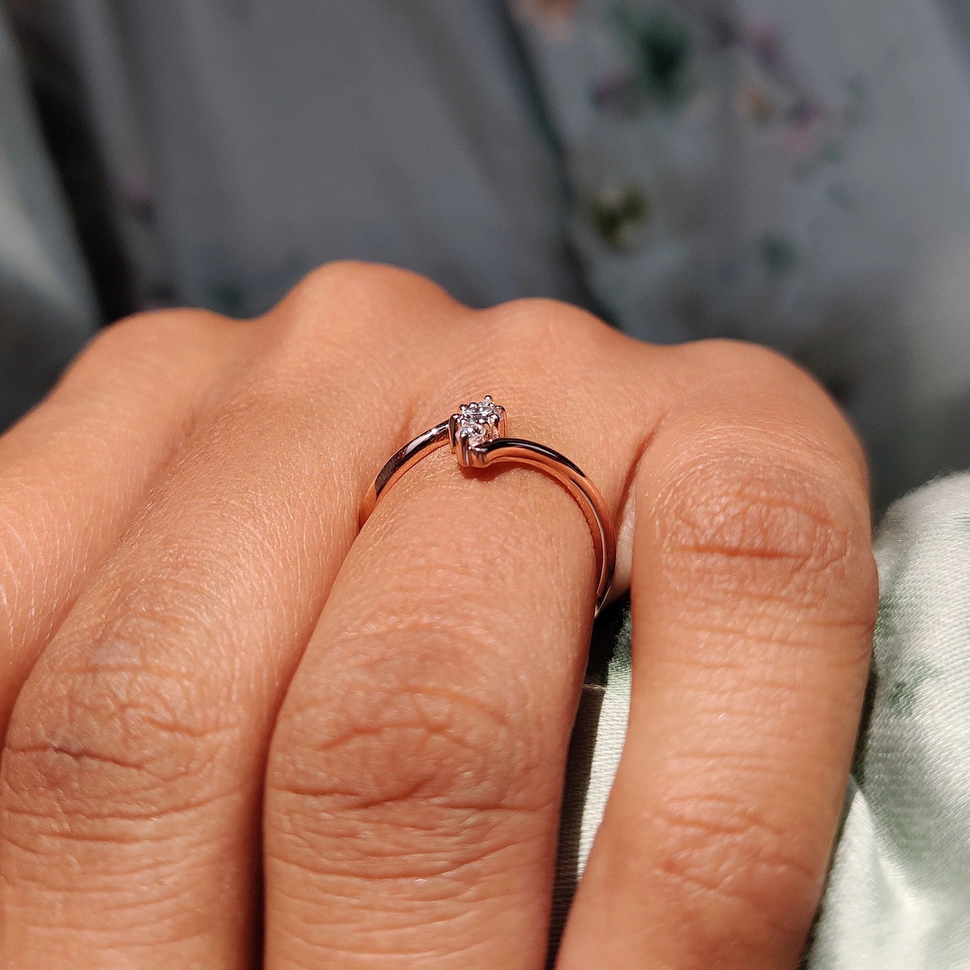 1 TWC Round & Pear Cut Moissanite Engagement Ring