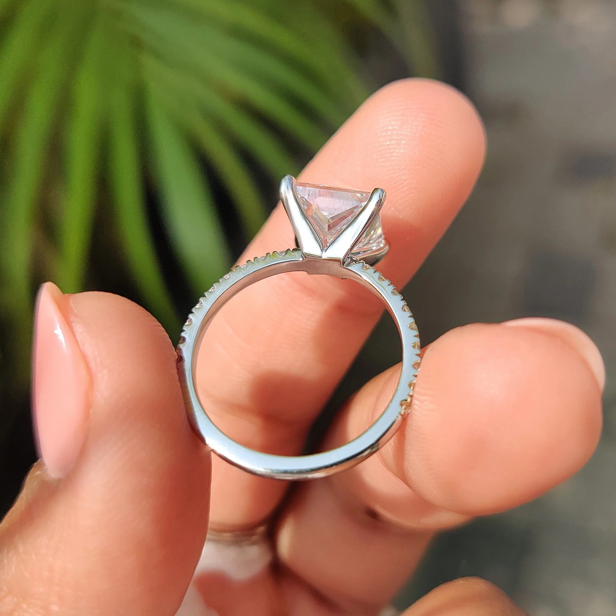 1.0 - 3.0 CT Princess Cut Moissanite Pave Engagement Ring