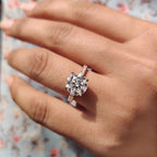 1.0 - 2.0 CT Round Cut Moissanite Hidden Halo Engagement Ring