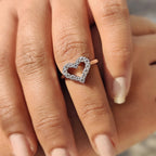 0.5 TWC Round Cut Moissanite HeartShape Engagement Ring