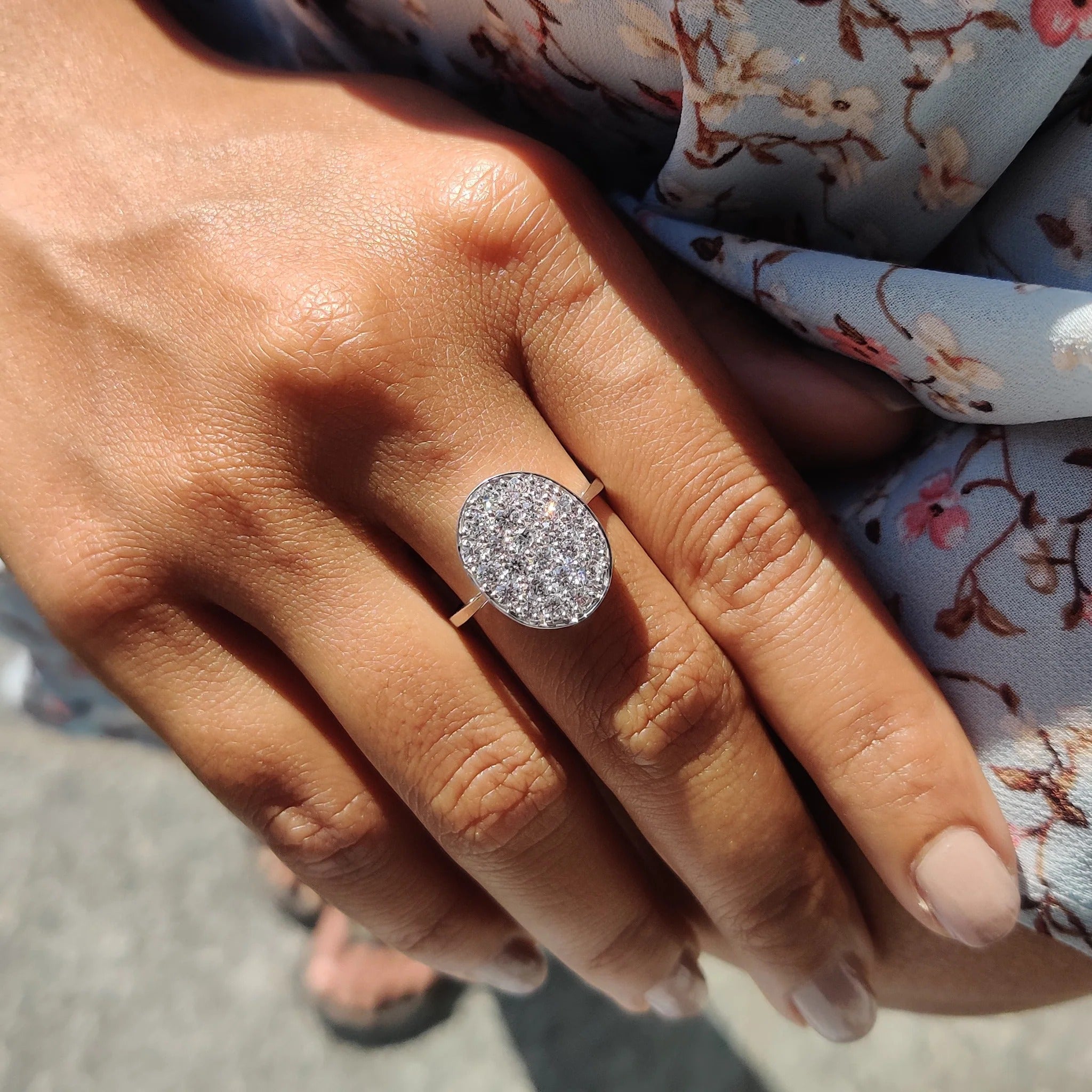 1 TWC Round & Pear Cut Moissanite Engagement Ring