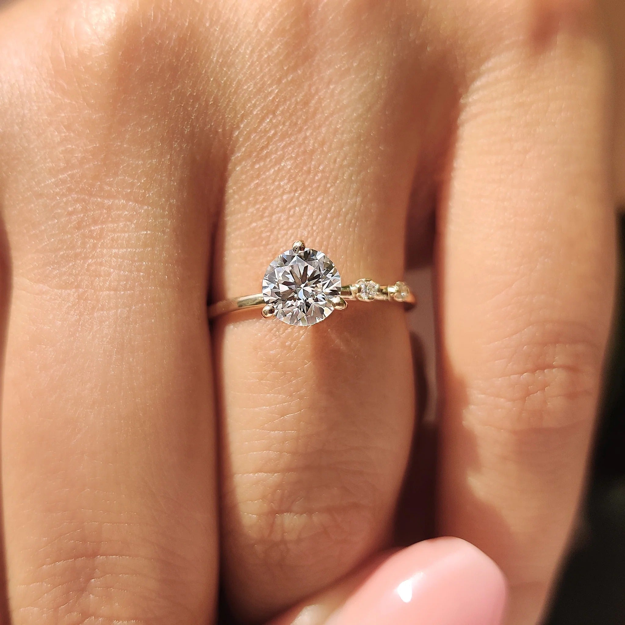 0.5 - 1.5 CT Round Cut Moissanite Three Stone Engagement Ring