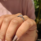 1.0 - 2.0 CT Round Cut Moissanite Pave Engagement Ring
