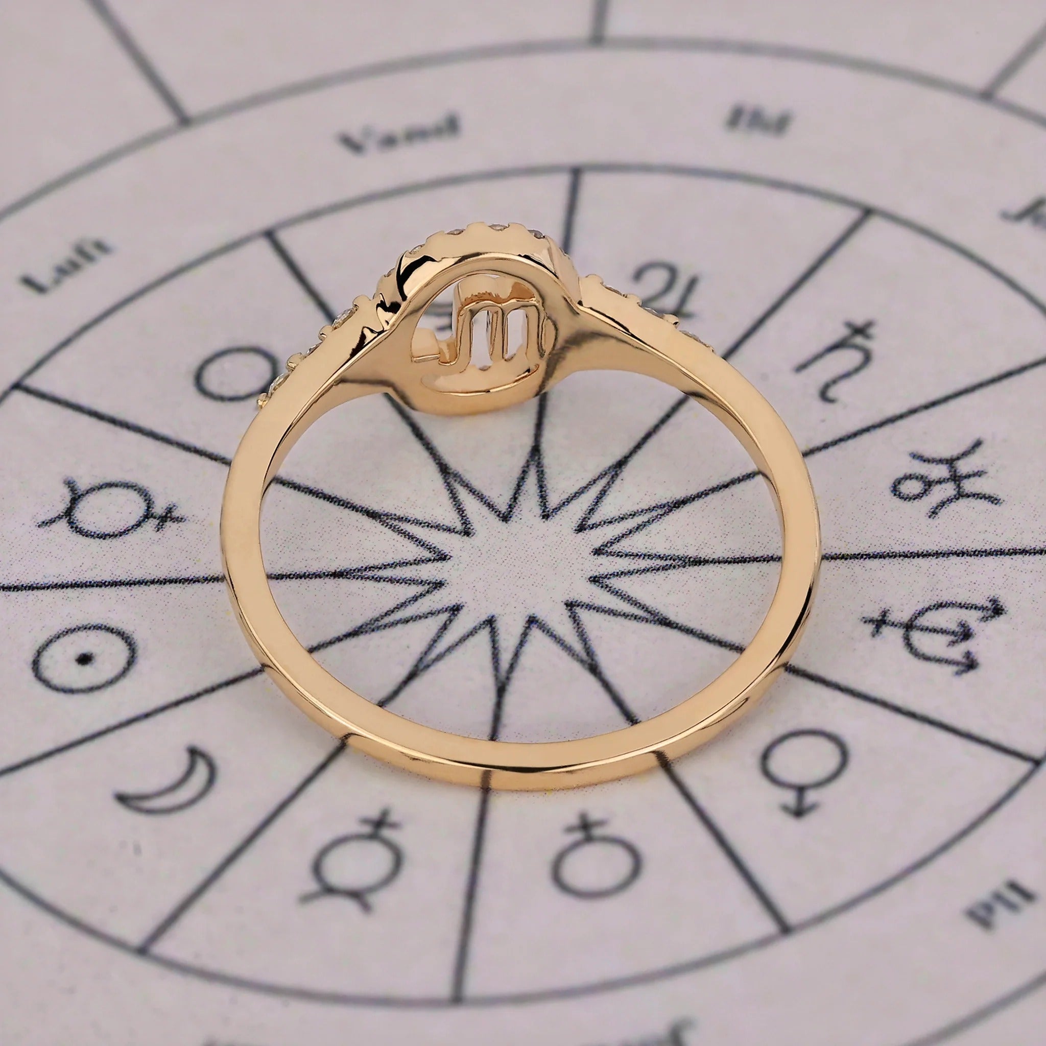 0.45 TCW Round Side Scorpio zodiac Ring
