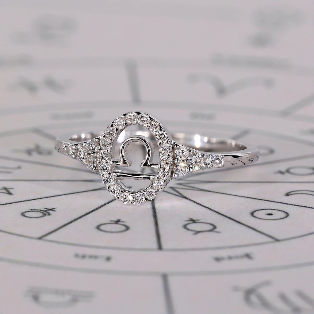 0.45 TCW Round Side Libra zodiac Ring
