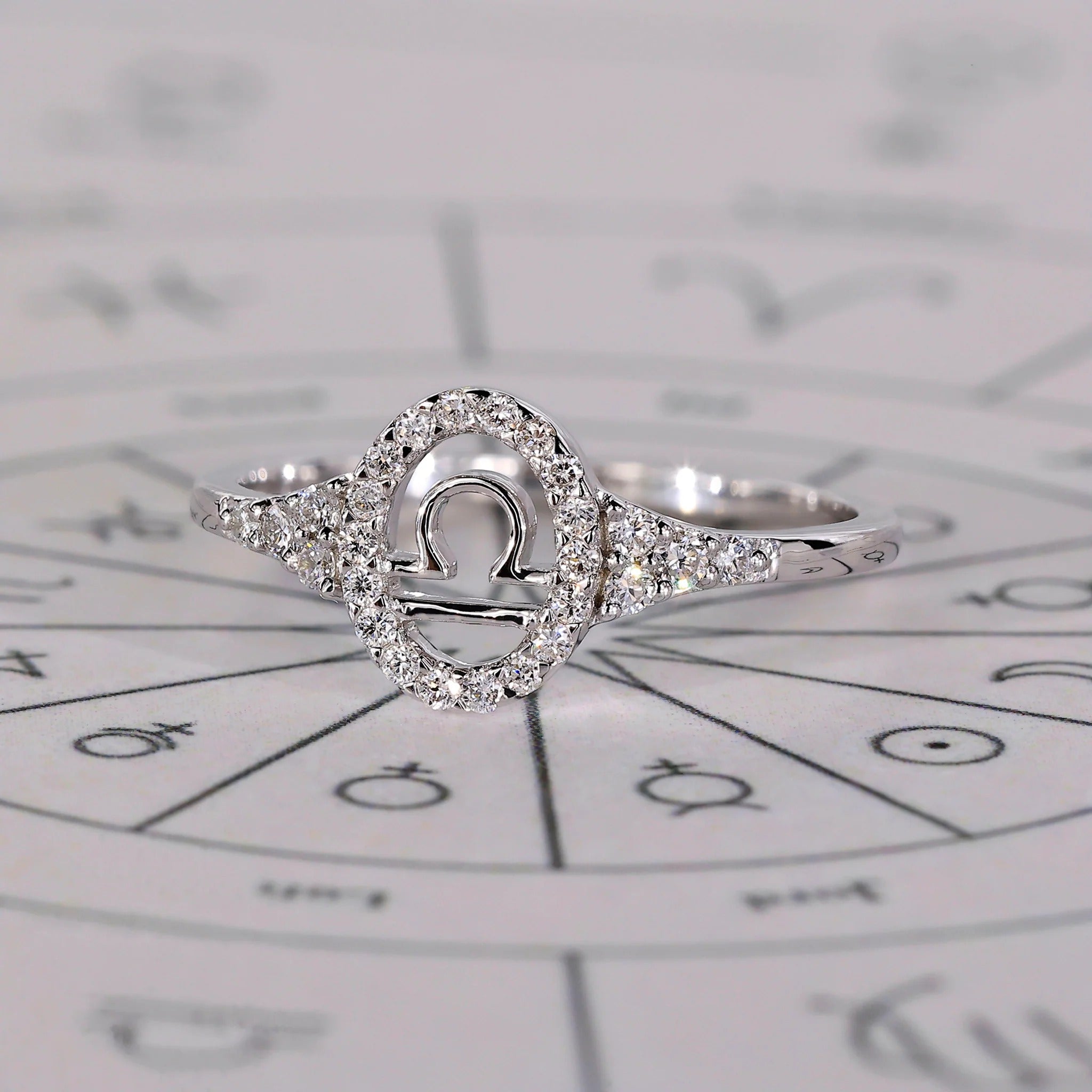 0.45 TCW Round Side Libra zodiac Ring