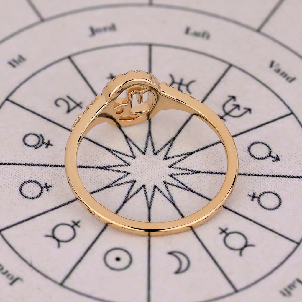 0.45 TCW Round Side Capricorn zodiac Ring