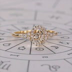 0.45 TCW Round Side Leo zodiac Ring