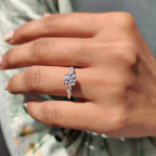 1.0 - 2.0 CT Round Cut Moissanite Cluster Engagement Ring