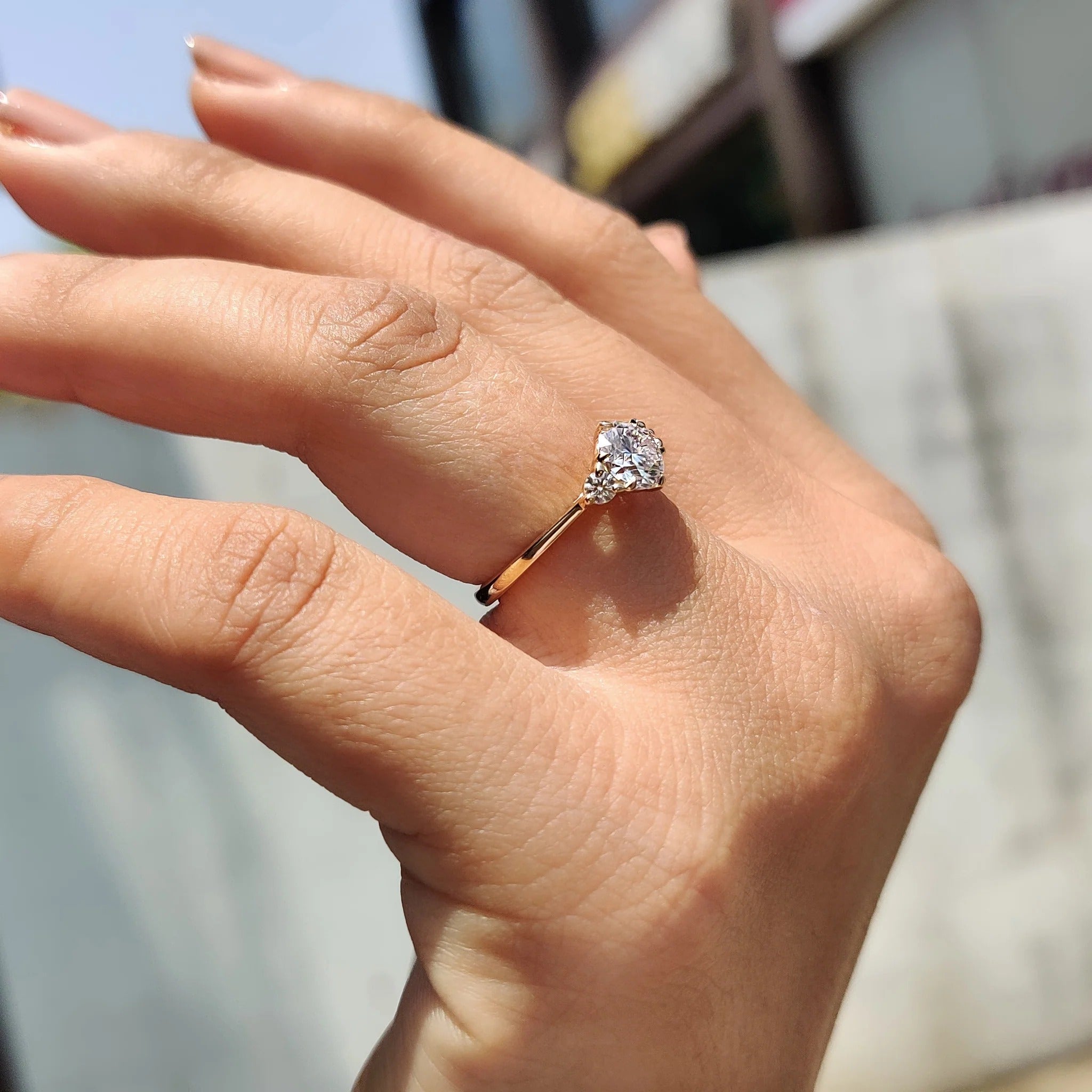 0.5 - 1.5 CT Round Cut Moissanite Three Stone Engagement Ring