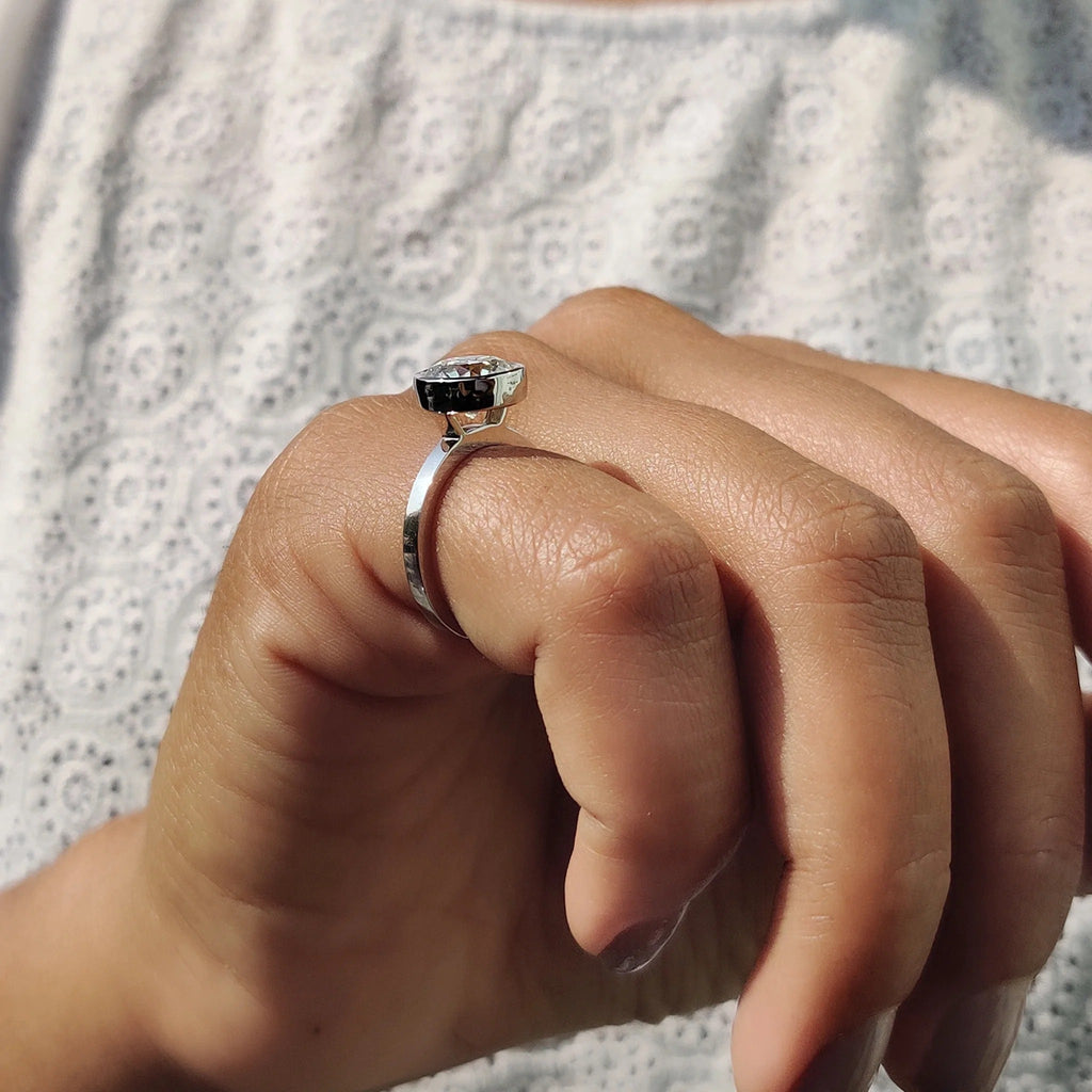 1.0 - 2.0 CT Round Cut Moissanite Bezel Engagement Ring