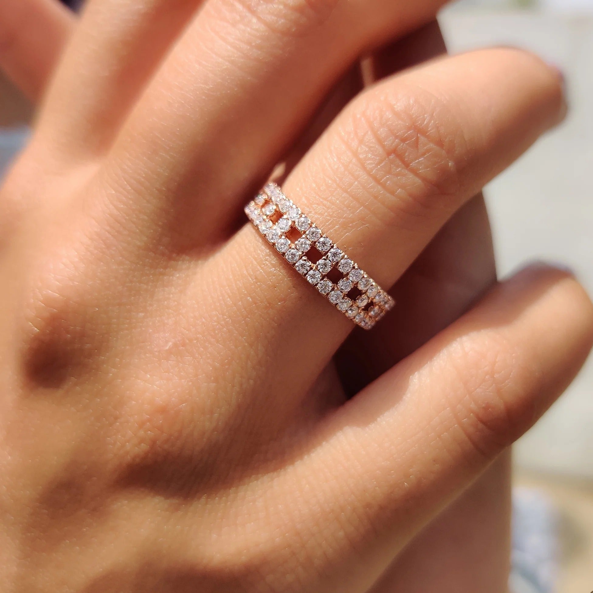 1.0 TCW Round Moissnaite Full Eternity Wedding Band