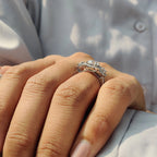 1.0 - 2.0 CT Round Cut Moissanite Three Stone Engagement Ring