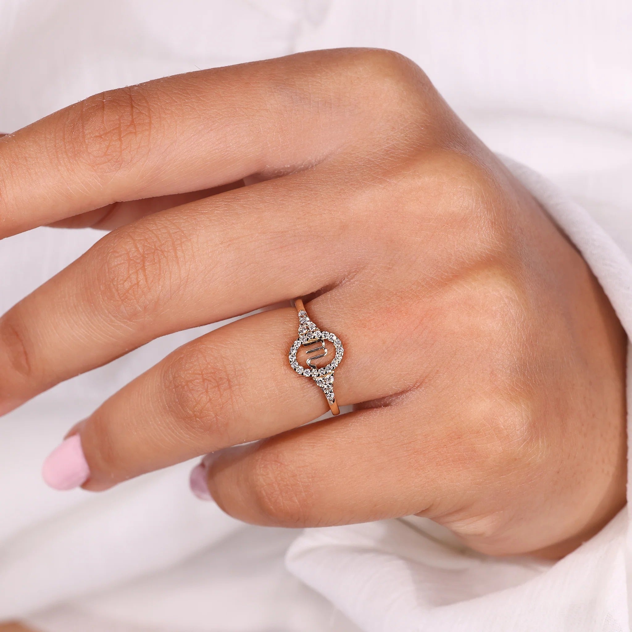 0.45 TCW Round Side Scorpio zodiac Ring