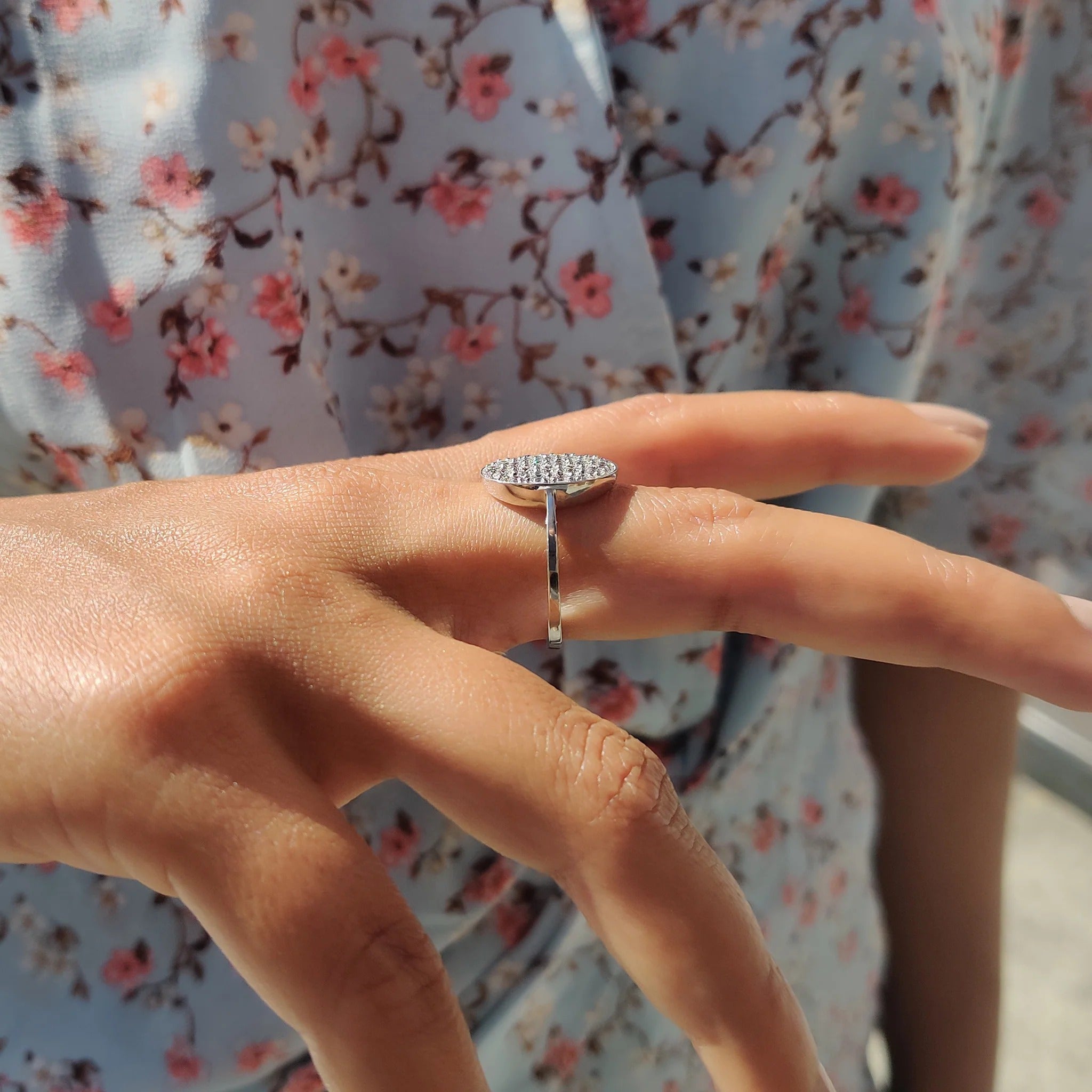 1 TWC Round & Pear Cut Moissanite Engagement Ring