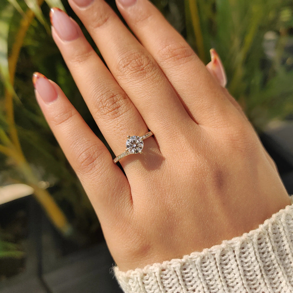 0.5 - 1.5 CT Round Cut Moissanite Engagement Ring