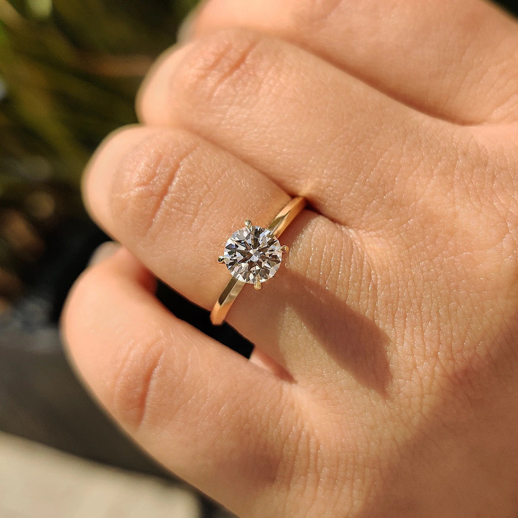 1.0 - 2.0 CT Round Cut Moissanite Engagement Ring