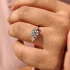 0.5 - 1.5 CT Round Cut Moissanite Hidden Halo Engagement Ring