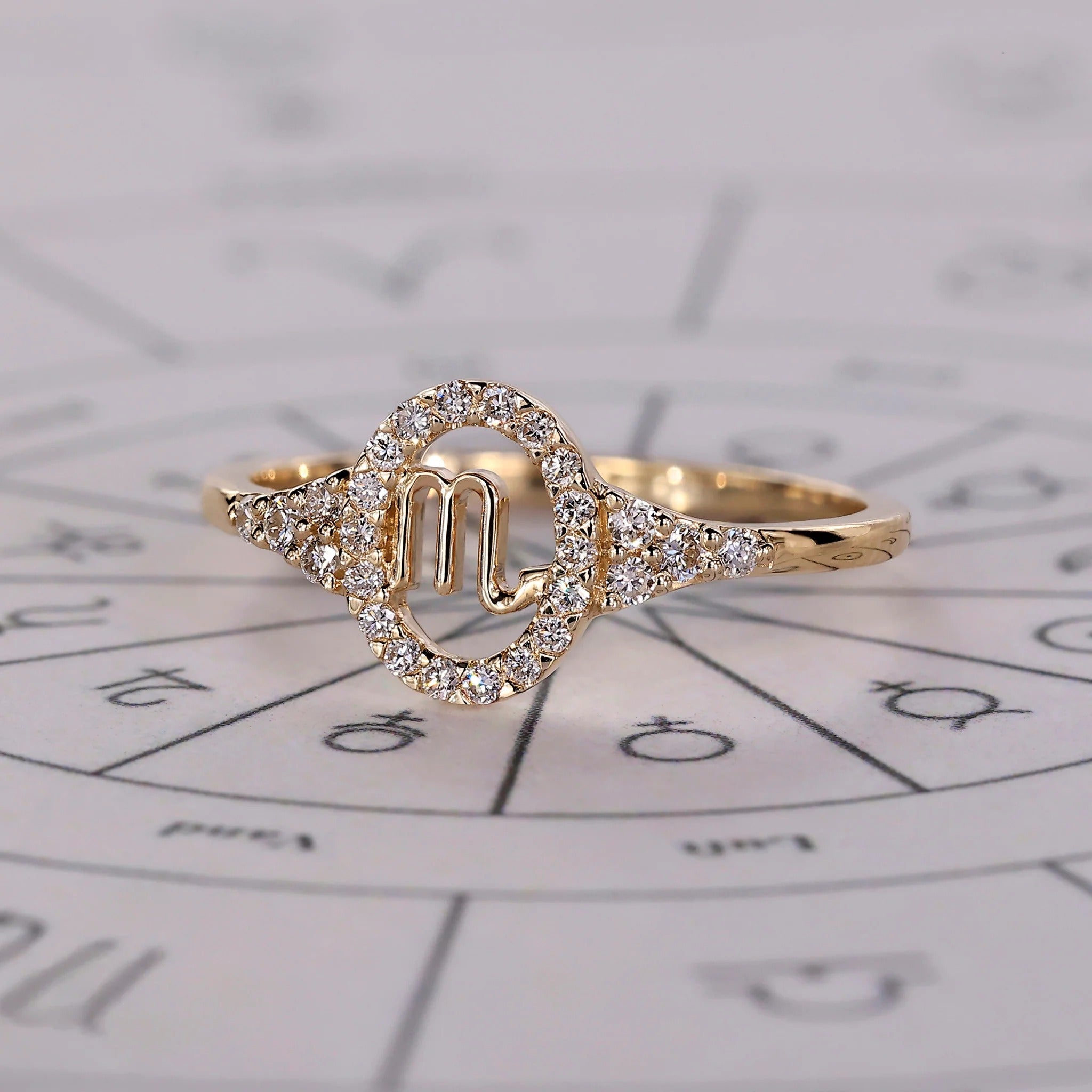 0.45 TCW Round Side Scorpio zodiac Ring