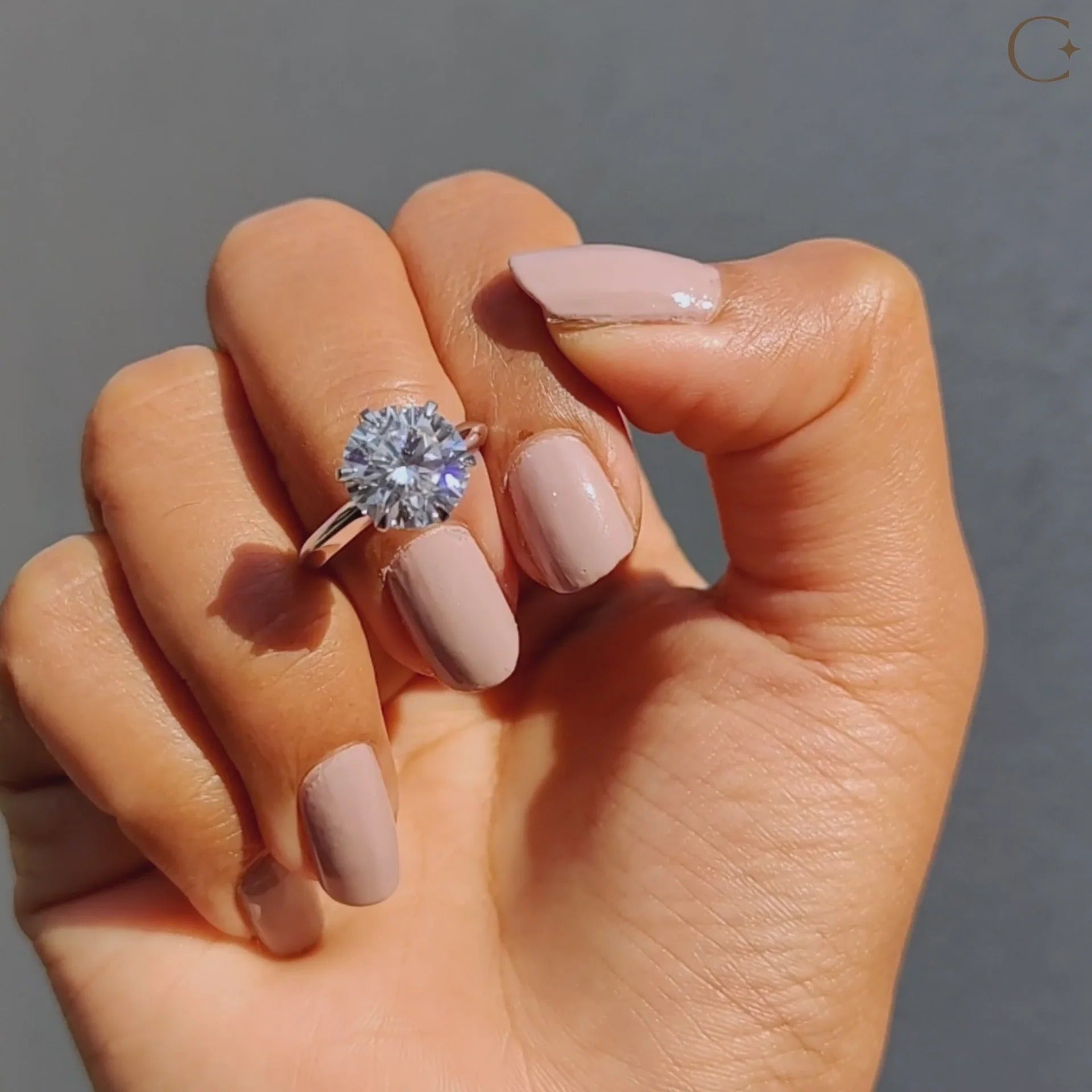 1.0 - 2.0 CT Round Cut Moissanite Solitaire Engagement Ring