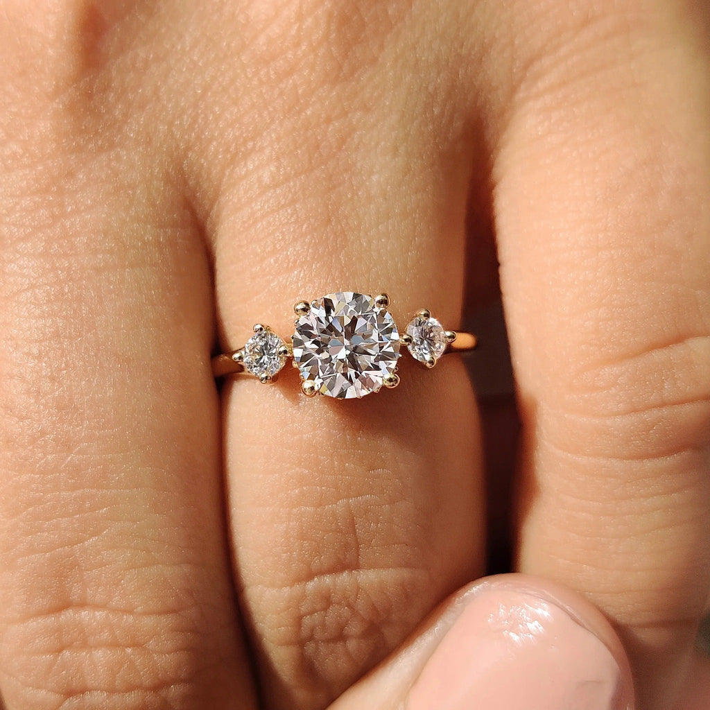 0.5 - 1.5 CT Round Cut Moissanite Hidden Halo Engagement Ring