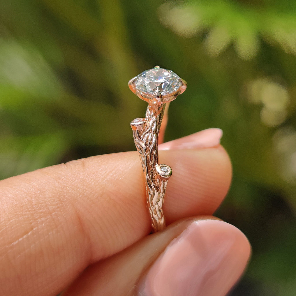 0.5 - 1.0 CT Round Cut Moissanite Nature Inspired Engagement Ring