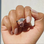 1.0 - 2.0 CT Round Cut Moissanite Three Stones Engagement Ring