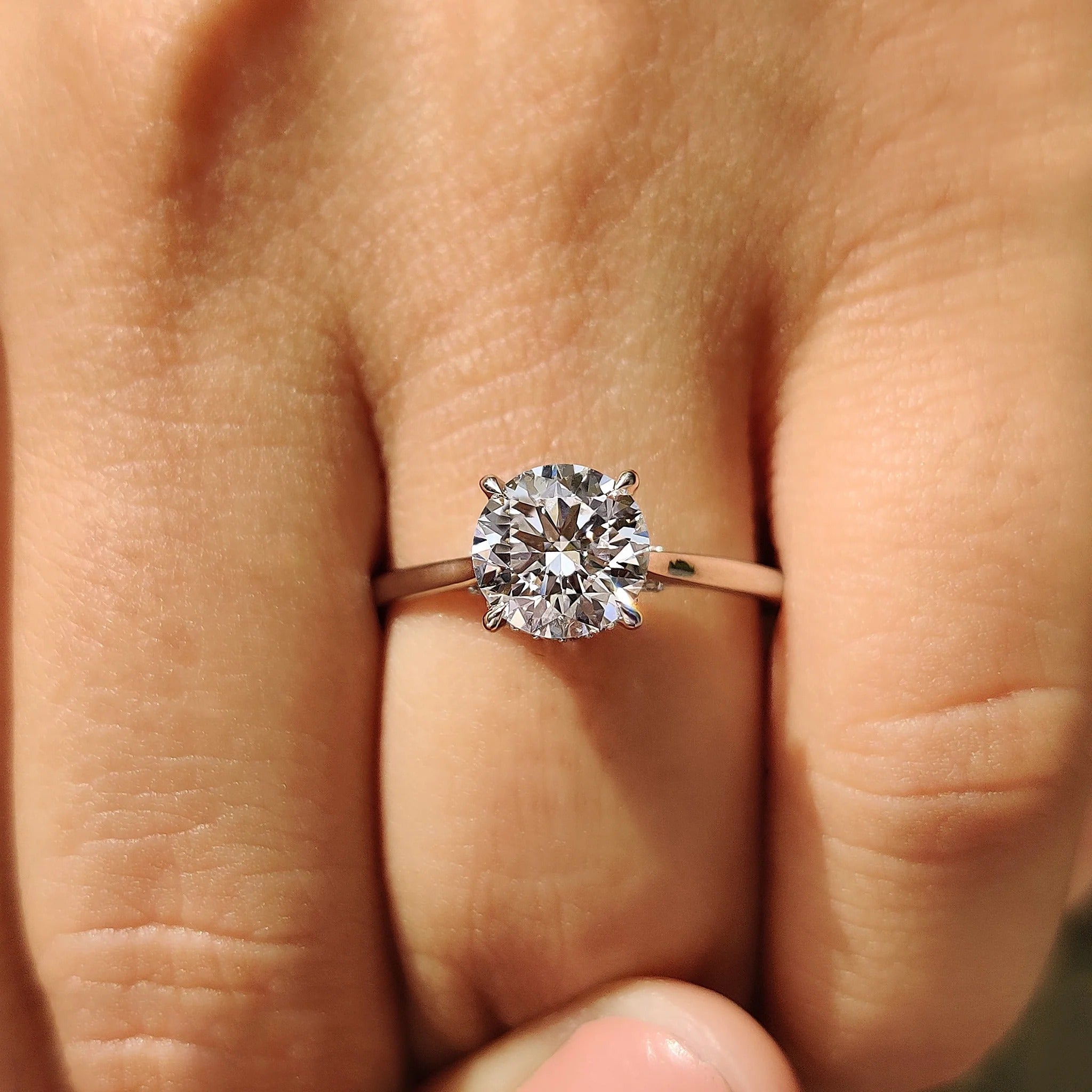 0.5 - 1.5 CT Round Cut Moissanite Cathedral Engagement Ring