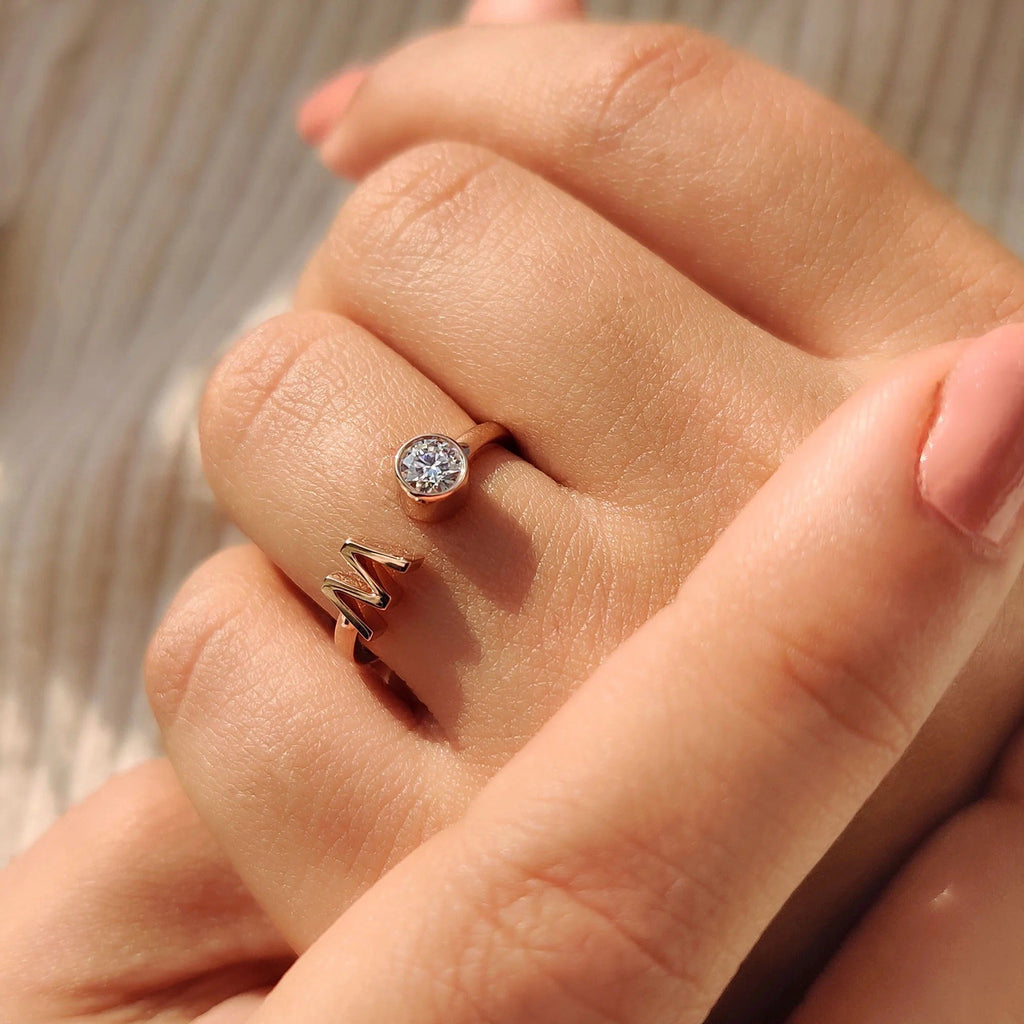 1.0 CT Round Cut Moissanite Engagement Ring