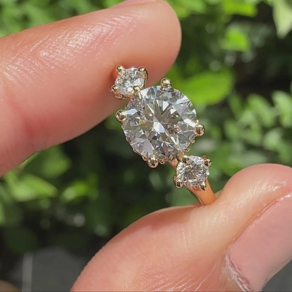 0.5 - 1.5 CT Round Cut Moissanite Hidden Halo Engagement Ring