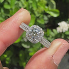1.0 - 2.0 CT Round Cut Moissanite Pave Engagement Ring