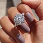1.0 - 2.0 CT Round Cut Moissanite Three Stone Engagement Ring