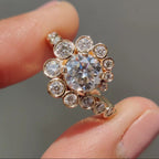 1.0 - 2.0 CT Round Cut Moissanite Halo Engagement Ring