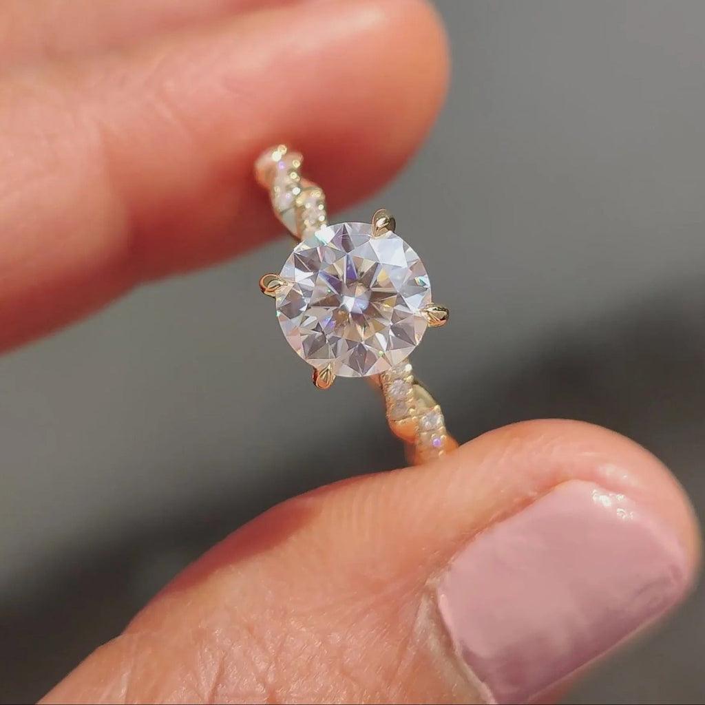 1.0 - 2.0 CT Round Cut Moissanite Engagement Ring