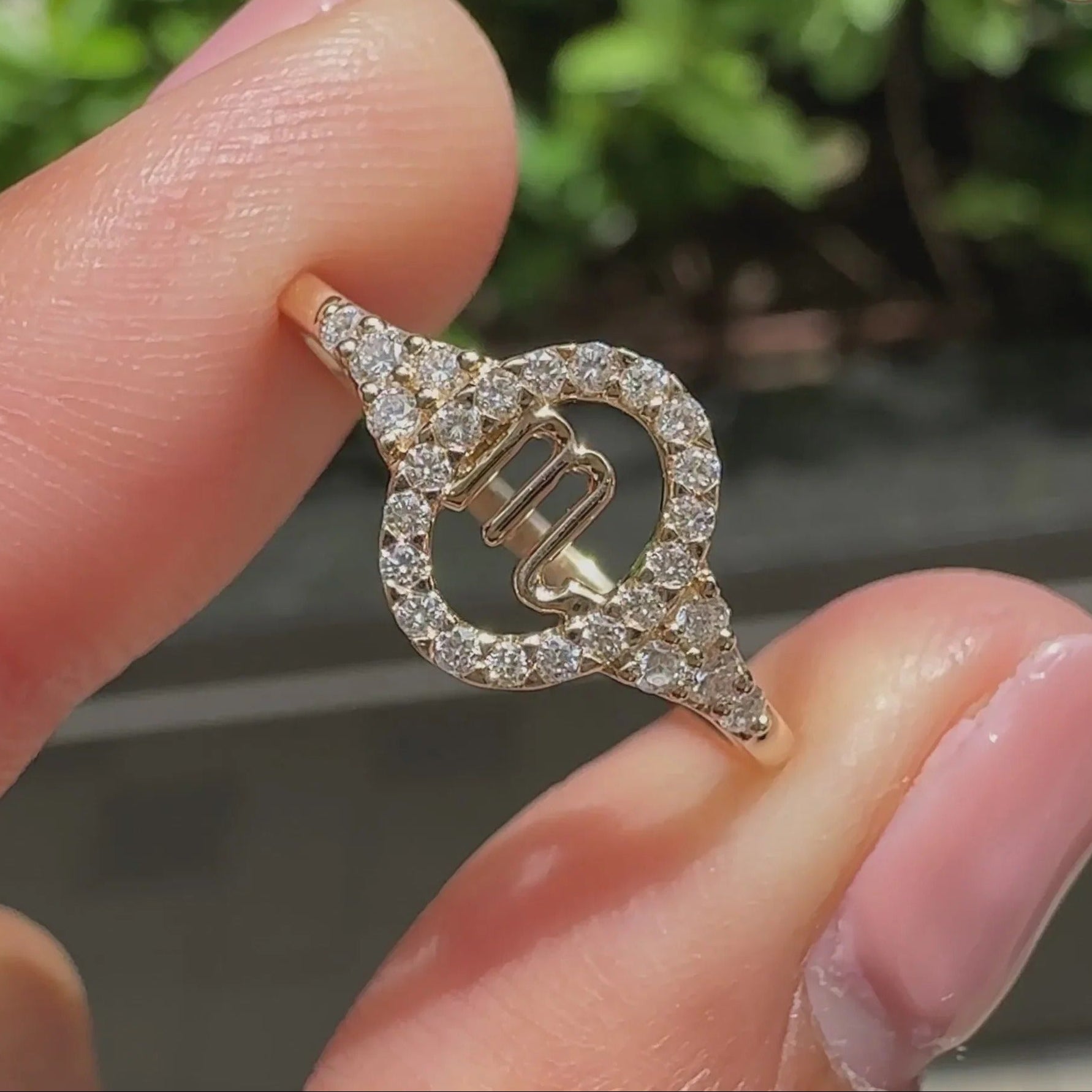 0.45 TCW Round Side Scorpio zodiac Ring