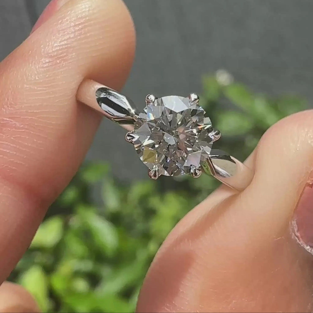 0.80-1.50 CT Round Cut Moissanite Solitaire Engagement Ring