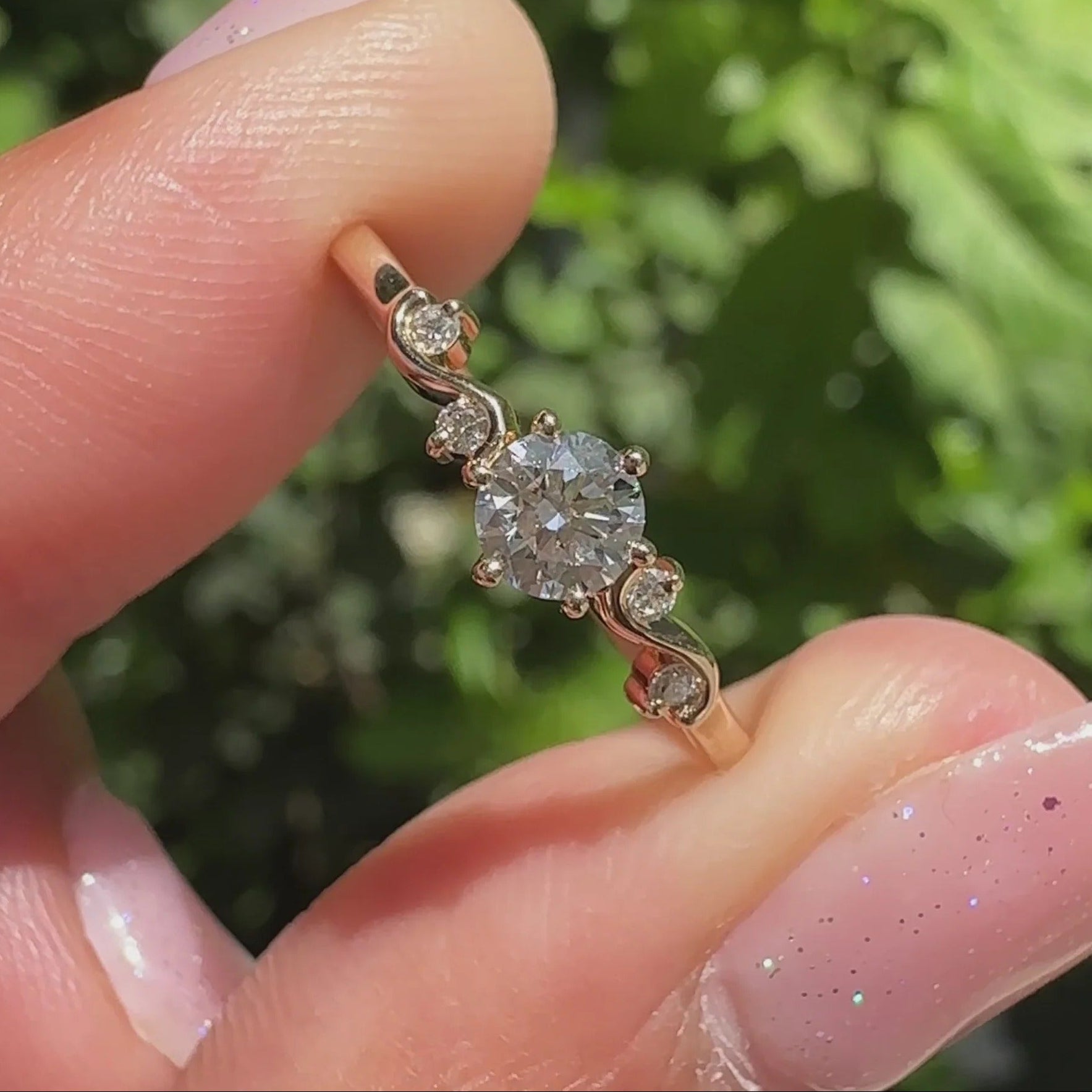0.5 - 1.5 CT Round Cut Moissanite Five Stone Engagement Ring Secondary image